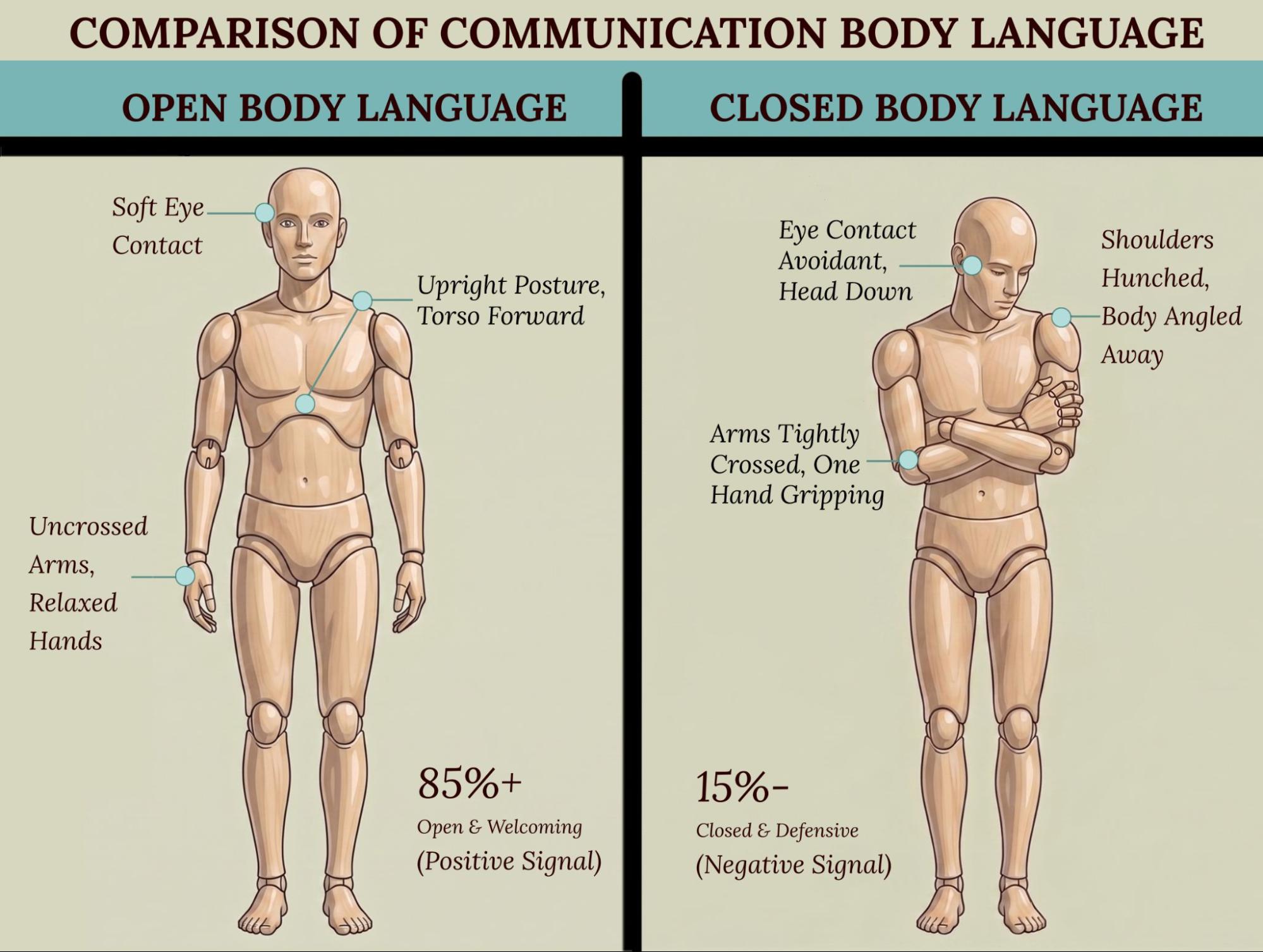 Open vs. closed body language comparison