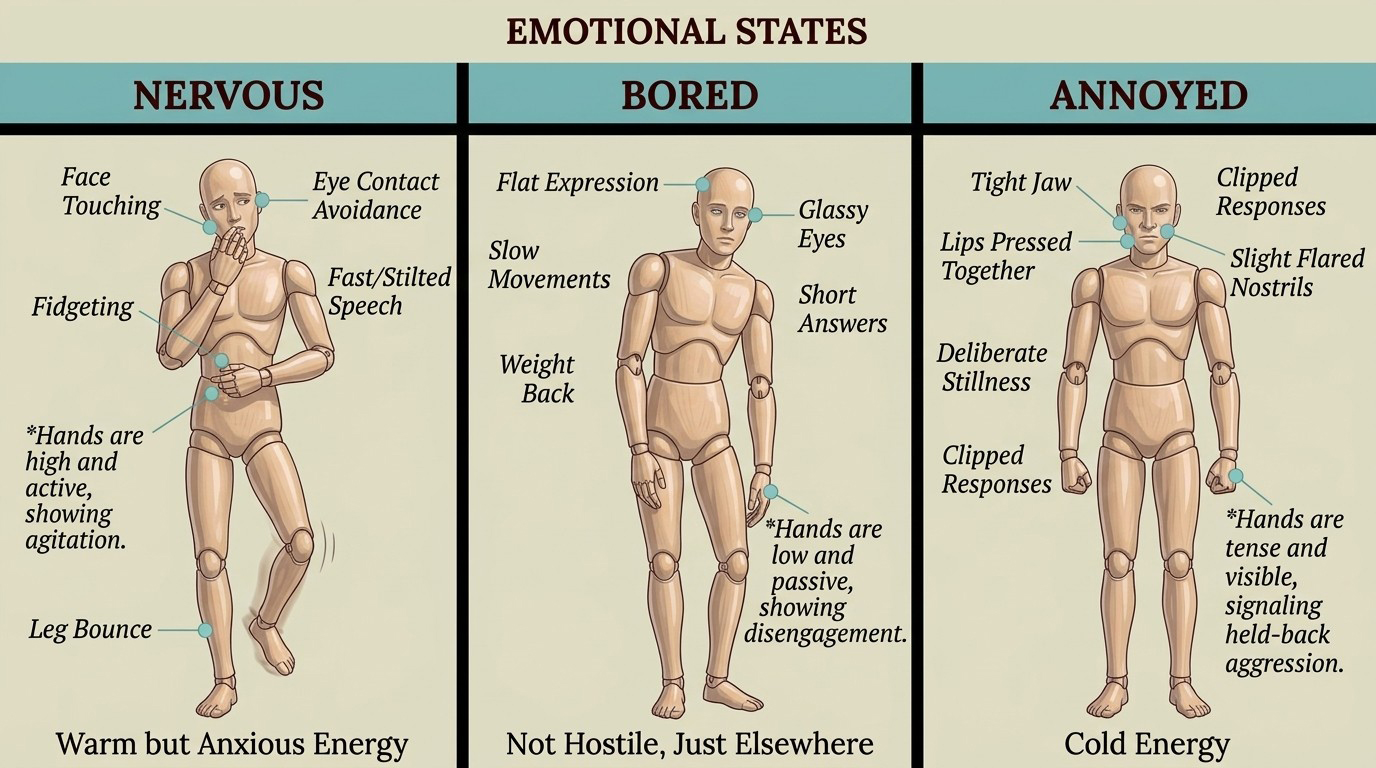 Nervous, bored, and annoyed states